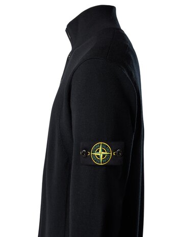 STONE ISLAND STRETCH RWS WOOL HALF-BUTTON ZWART