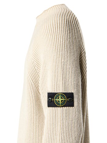 STONE ISLAND VANISÉ FULL RIB MOCK NECK PULLOVER CREME
