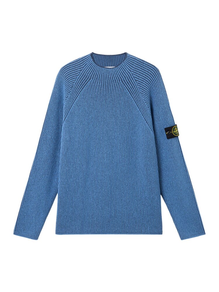 Stone Island STONE ISLAND VANISÉ FULL RIB MOCK NECK PULLOVER BLAUW