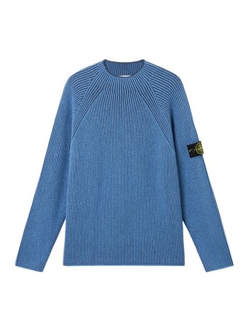 Stone Island STONE ISLAND VANISÉ FULL RIB MOCK NECK PULLOVER BLAUW