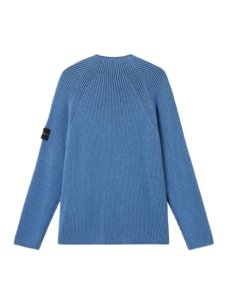 Stone Island STONE ISLAND VANISÉ FULL RIB MOCK NECK PULLOVER BLAUW