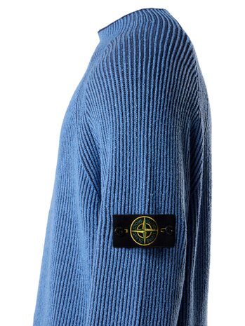 Stone Island STONE ISLAND VANISÉ FULL RIB MOCK NECK PULLOVER BLAUW