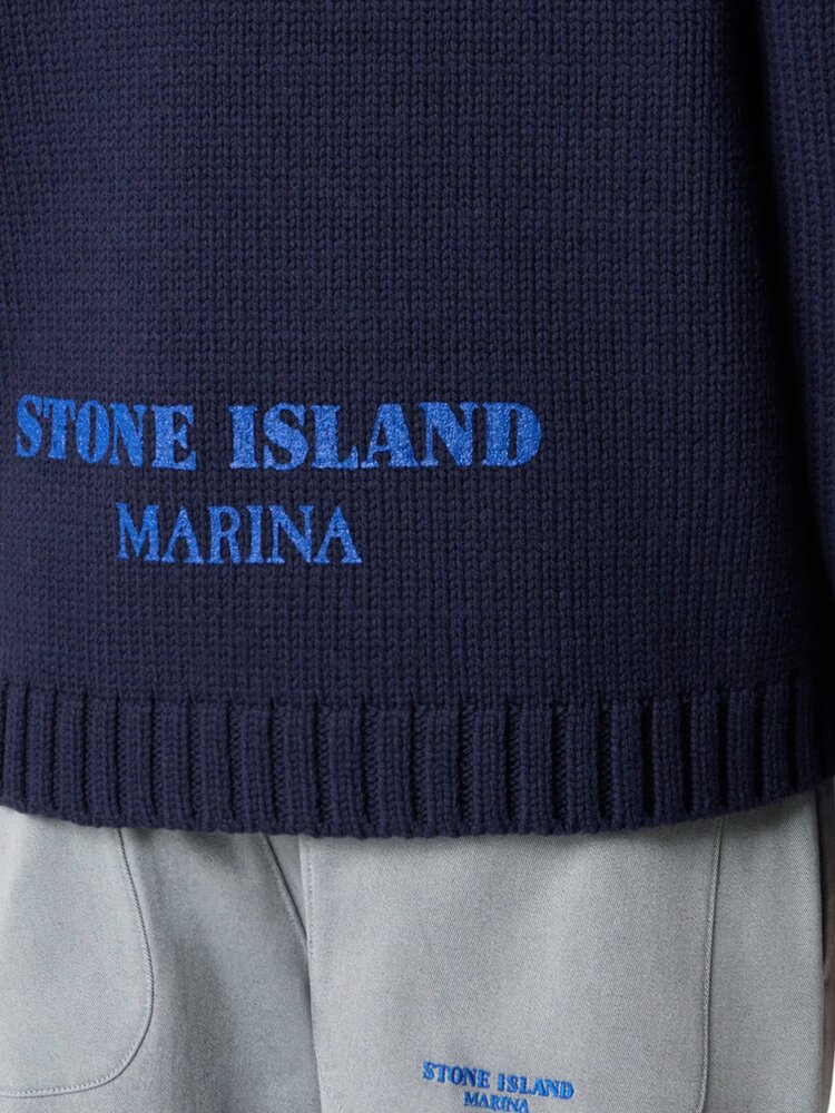 STONE ISLAND MARINA HALF-ZIP PULLOVER MARINE