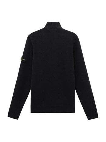 STONE ISLAND WOOL HALF-ZIP PULLOVER ZWART
