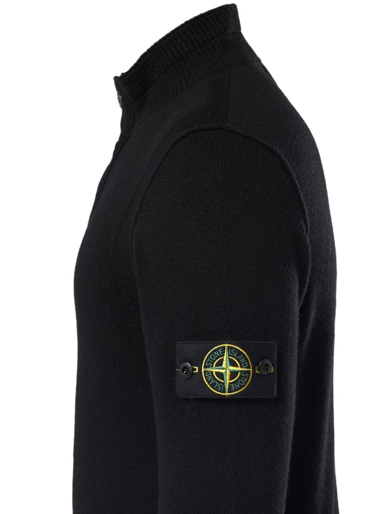STONE ISLAND WOOL HALF-ZIP PULLOVER ZWART