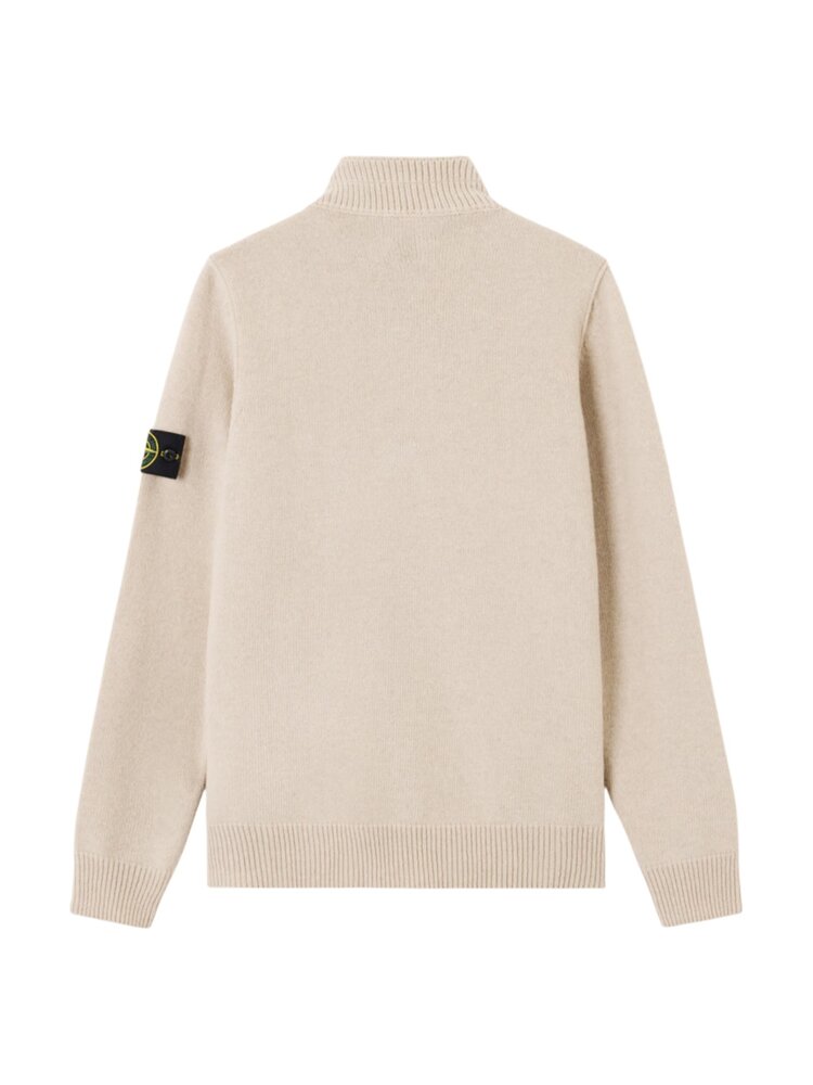 STONE ISLAND WOOL HALF-ZIP PULLOVER BEIGE