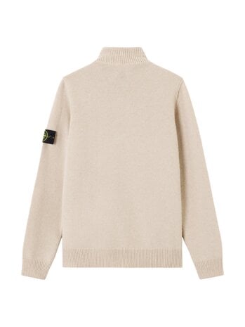 STONE ISLAND WOOL HALF-ZIP PULLOVER BEIGE