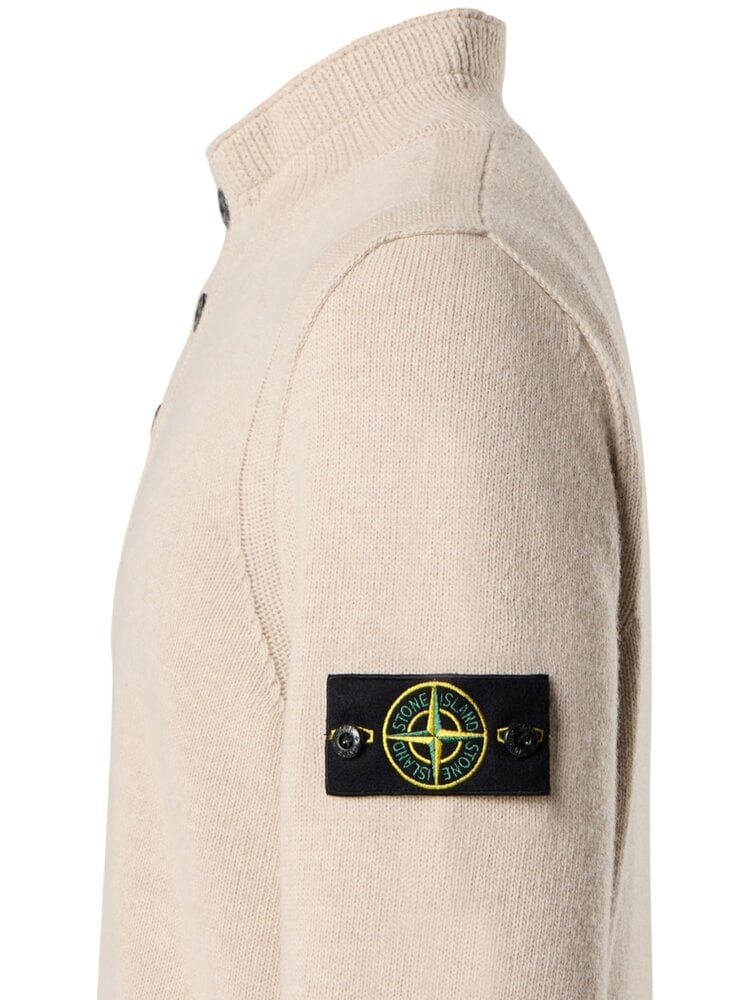 STONE ISLAND WOOL HALF-ZIP PULLOVER BEIGE