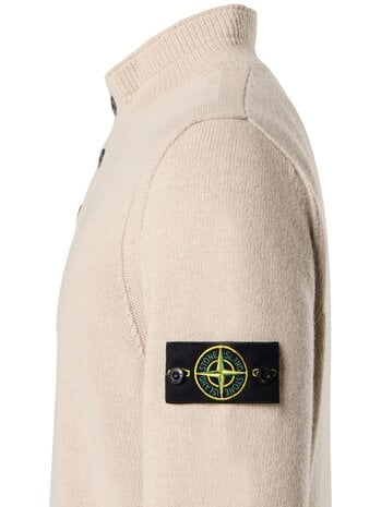 STONE ISLAND WOOL HALF-ZIP PULLOVER BEIGE