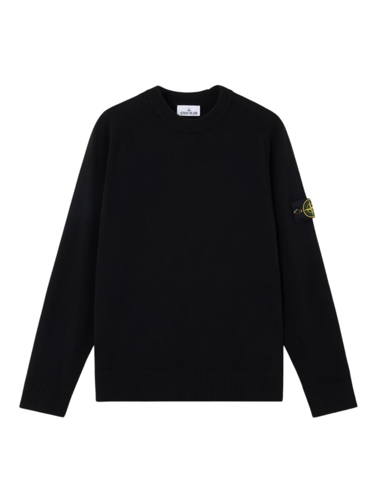 Stone Island STONE ISLAND WOOL CREWNECK PULLOVER ZWART