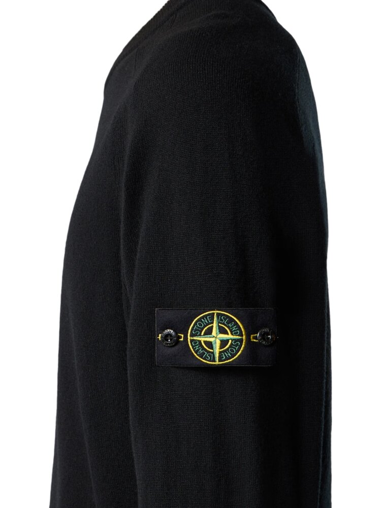 STONE ISLAND WOOL CREWNECK PULLOVER ZWART