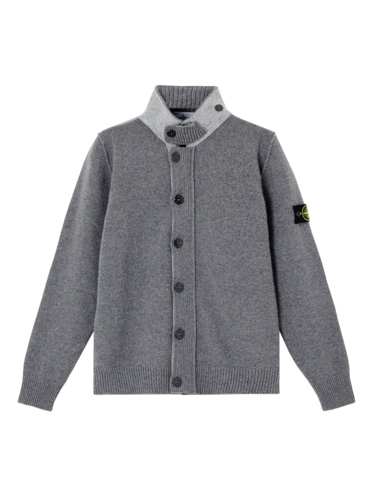 STONE ISLAND WOOL BUTTON-UP VEST GRIJS