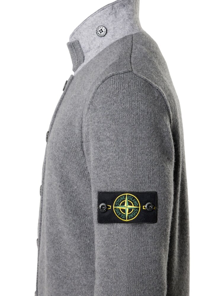STONE ISLAND WOOL BUTTON-UP VEST GRIJS
