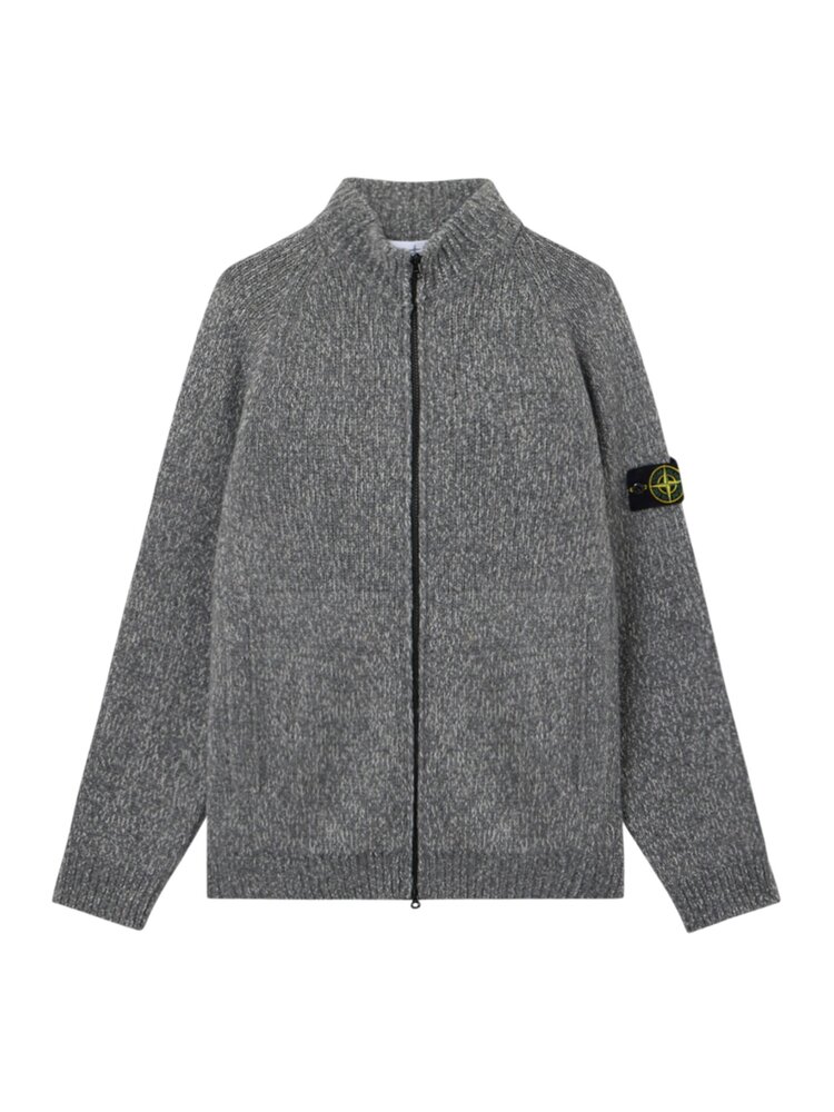 STONE ISLAND FANCY YARN MOULINÉ ZIP-UP VEST GRIJS