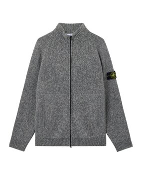 STONE ISLAND FANCY YARN MOULINÉ ZIP-UP VEST GRIJS