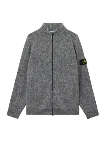 STONE ISLAND FANCY YARN MOULINÉ ZIP-UP VEST GRIJS