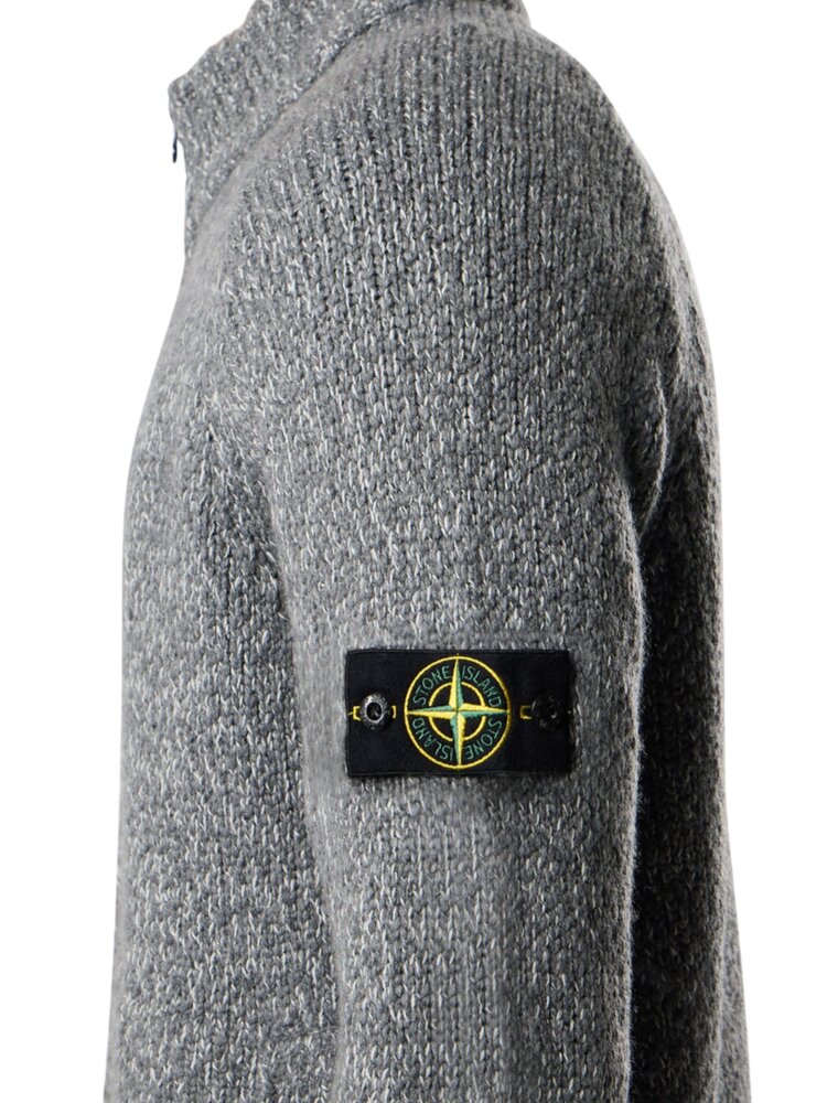 STONE ISLAND FANCY YARN MOULINÉ ZIP-UP VEST GRIJS