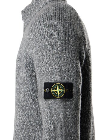 STONE ISLAND FANCY YARN MOULINÉ ZIP-UP VEST GRIJS