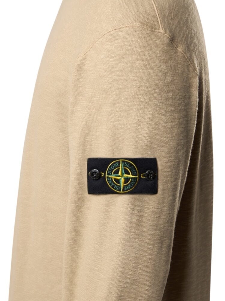STONE ISLAND VANISÉ BRUSHED HEAVY COTTON JERSEY PULLOVER DESERT