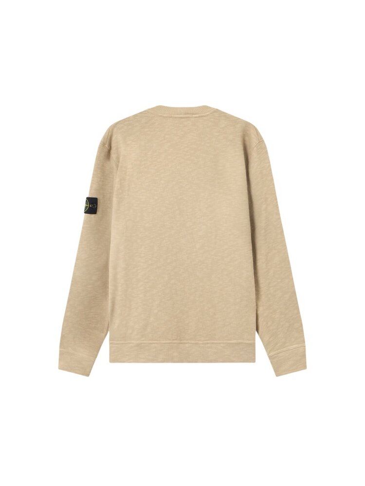 Stone Island STONE ISLAND VANISÉ BRUSHED HEAVY COTTON JERSEY PULLOVER DESERT