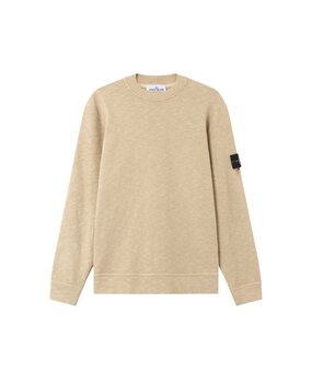 Stone Island STONE ISLAND VANISÉ BRUSHED HEAVY COTTON JERSEY PULLOVER DESERT