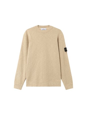 Stone Island STONE ISLAND VANISÉ BRUSHED HEAVY COTTON JERSEY PULLOVER DESERT