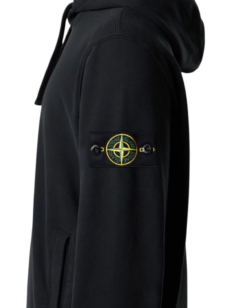 Stone Island STONE ISLAND BRUSHED ORGANIC COTTON FLEECE HOODIE BLACK