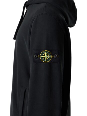 STONE ISLAND BRUSHED ORGANIC COTTON FLEECE HOODIE BLACK