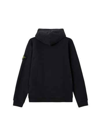 STONE ISLAND BRUSHED ORGANIC COTTON FLEECE HOODIE BLACK