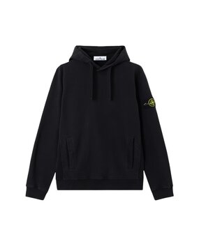 STONE ISLAND BRUSHED ORGANIC COTTON FLEECE HOODIE BLACK