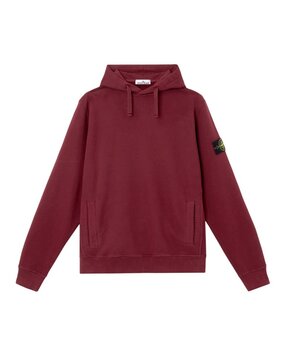 STONE ISLAND BRUSHED ORGANIC COTTON FLEECE HOODIE BURGUNDY