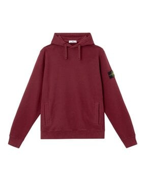 Stone Island STONE ISLAND BRUSHED ORGANIC COTTON FLEECE HOODIE BURGUNDY