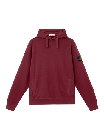STONE ISLAND BRUSHED ORGANIC COTTON FLEECE HOODIE BURGUNDY