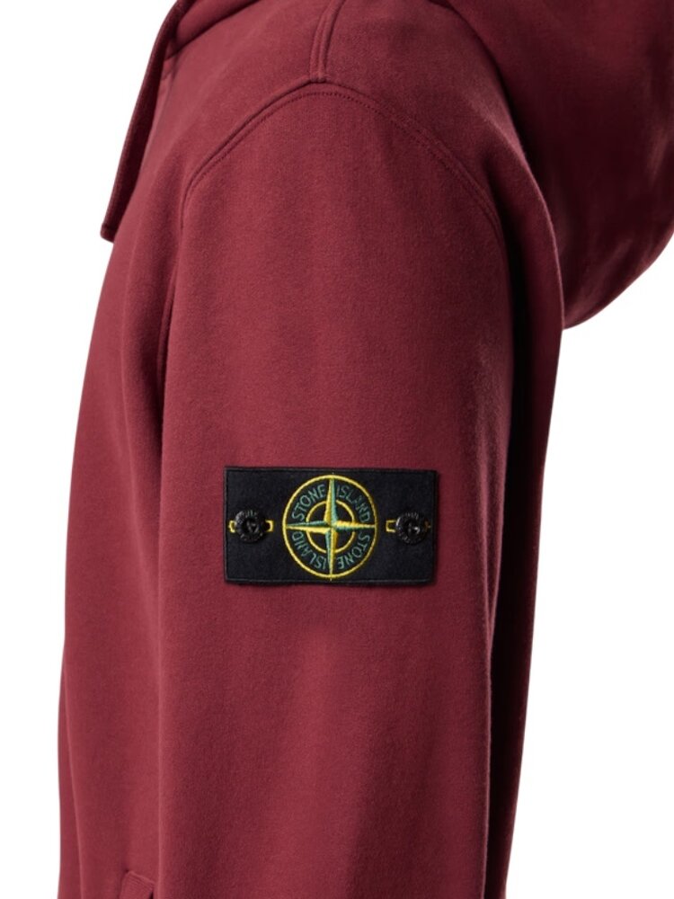 Stone Island STONE ISLAND BRUSHED ORGANIC COTTON FLEECE HOODIE BURGUNDY