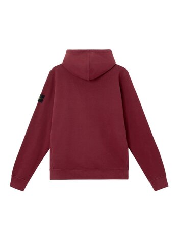 STONE ISLAND BRUSHED ORGANIC COTTON FLEECE HOODIE BURGUNDY