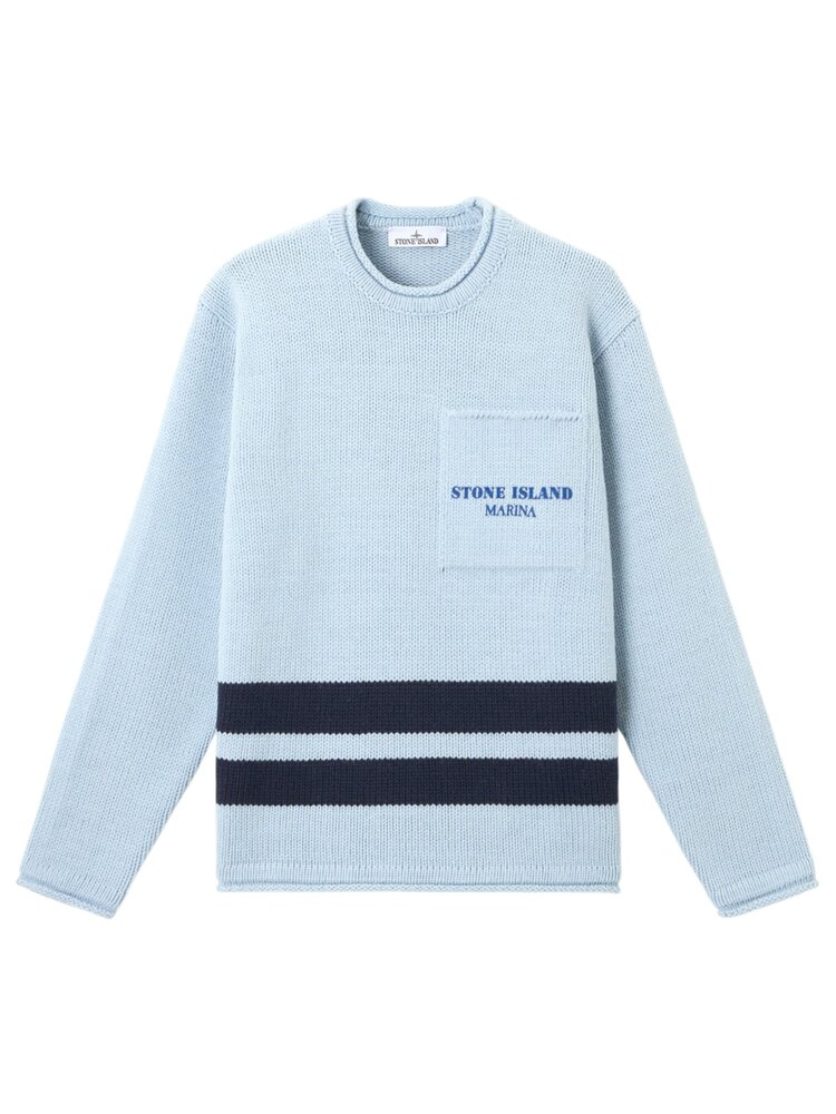 STONE ISLAND MARINA PURE WOOL PULLOVER BLAUW