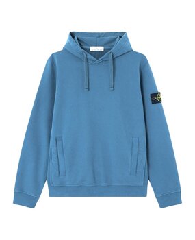 Stone Island STONE ISLAND BRUSHED ORGANIC COTTON FLEECE HOODIE BLAUW