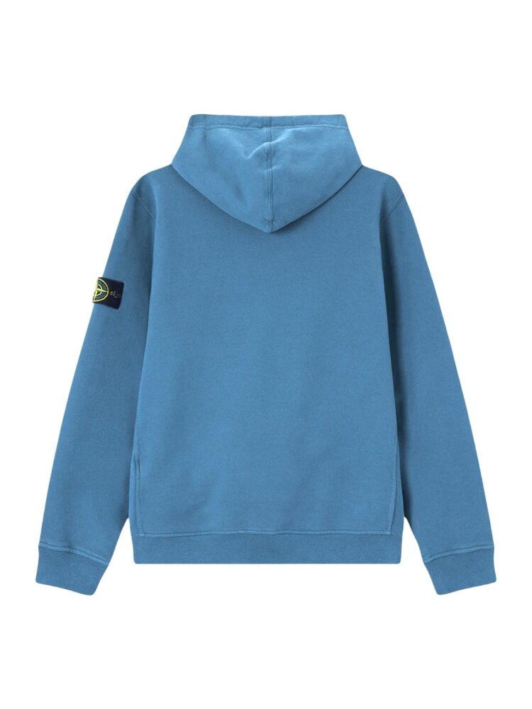 Stone Island STONE ISLAND BRUSHED ORGANIC COTTON FLEECE HOODIE BLAUW