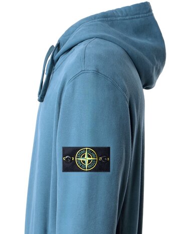Stone Island STONE ISLAND BRUSHED ORGANIC COTTON FLEECE HOODIE BLAUW