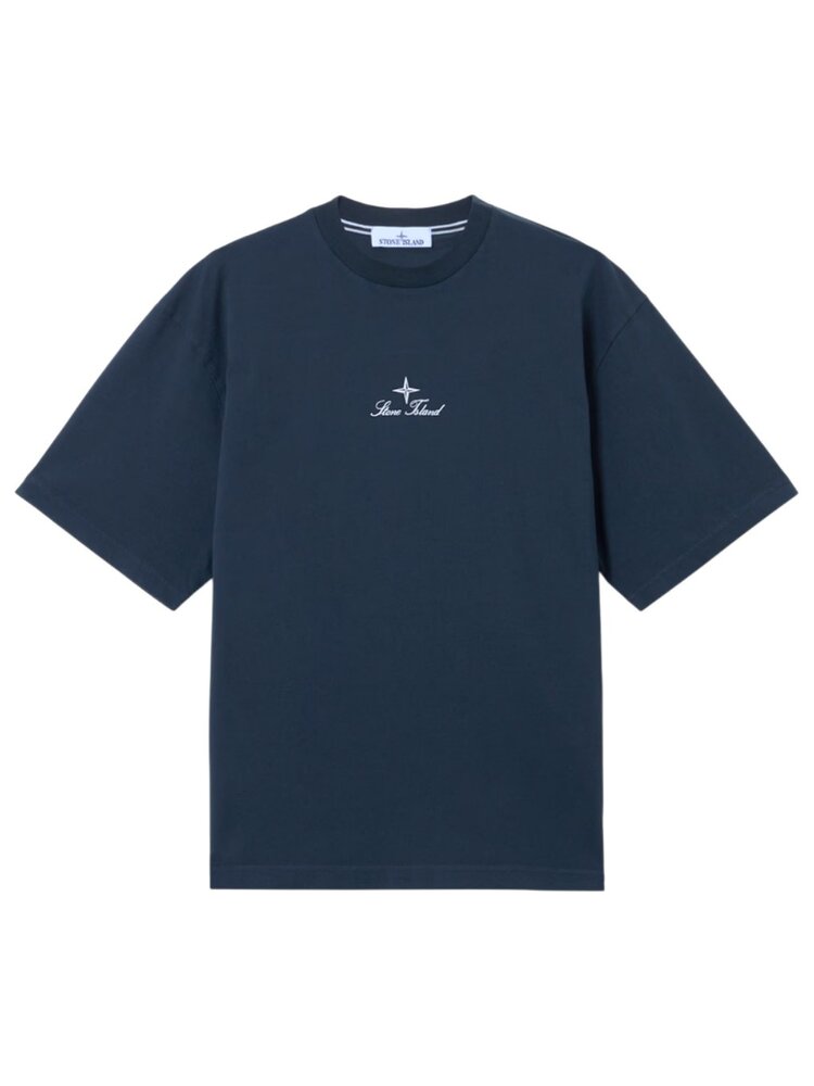 Stone Island STONE ISLAND COMBED ORGANIC COTTON JERSEY T-SHIRT BLAUW