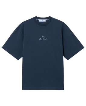 STONE ISLAND COMBED ORGANIC COTTON JERSEY T-SHIRT BLAUW