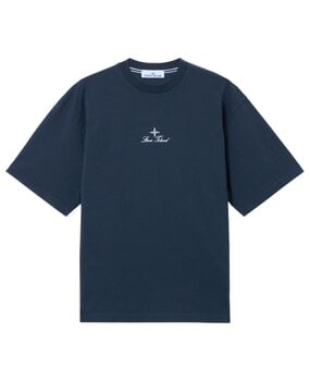 Stone Island STONE ISLAND COMBED ORGANIC COTTON JERSEY T-SHIRT BLAUW