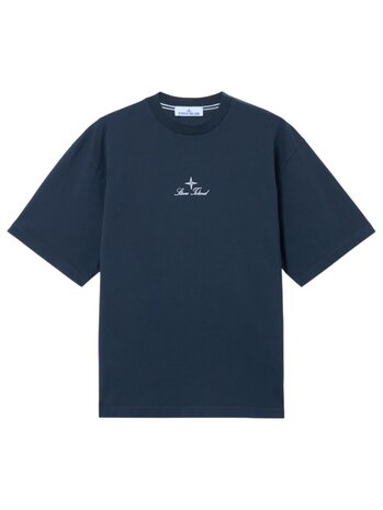 STONE ISLAND COMBED ORGANIC COTTON JERSEY T-SHIRT BLAUW