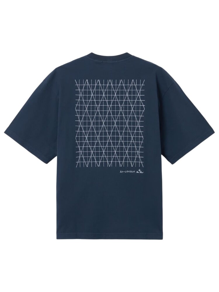 STONE ISLAND COMBED ORGANIC COTTON JERSEY T-SHIRT BLAUW