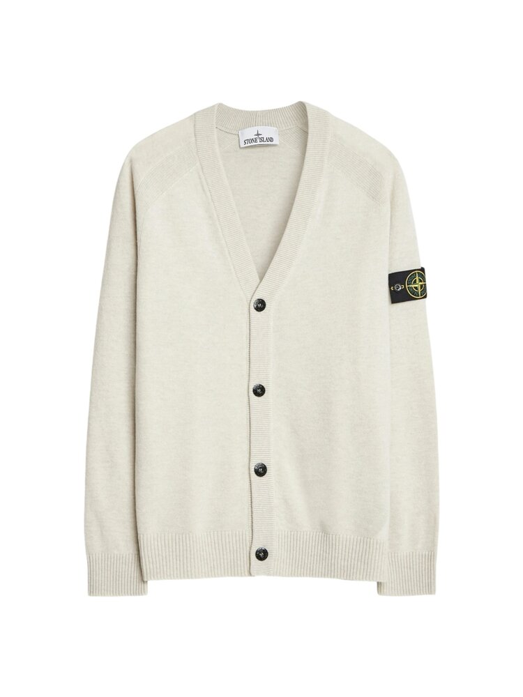 Stone Island STONE ISLAND LIGHT GEELONG WOOL CARDIGAN IVORY
