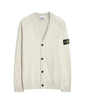 STONE ISLAND LIGHT GEELONG WOOL CARDIGAN IVORY