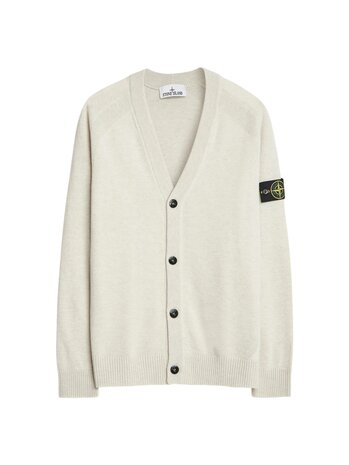Stone Island STONE ISLAND LIGHT GEELONG WOOL CARDIGAN IVORY