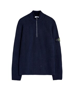 STONE ISLAND VANISÉ FULL RIB RWS WOOL HALF-ZIP NAVY/BLACK
