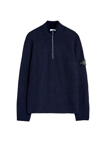 STONE ISLAND VANISÉ FULL RIB RWS WOOL HALF-ZIP NAVY/BLACK