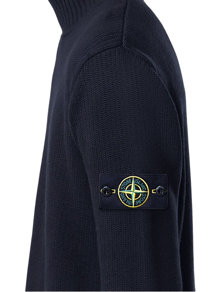 STONE ISLAND T-NECK WINTER COTTON PULLOVER MARINE STONE ISLAND T-NECK WINTER COTTON PULLOVER MARINE